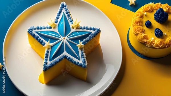 Fototapeta Closeup of smooth cake in the shape of star 