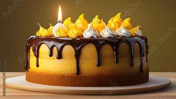 Fototapeta birthday cake with chocolate 