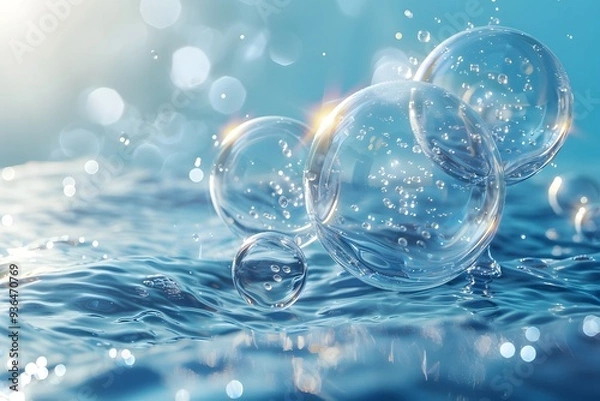 Obraz Captivating Bubbles Dancing on Water's Surface