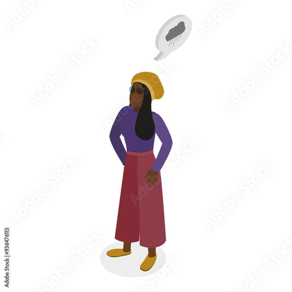 Fototapeta 3D Isometric Flat  Illustration of Human Personality Feelings. Item 2