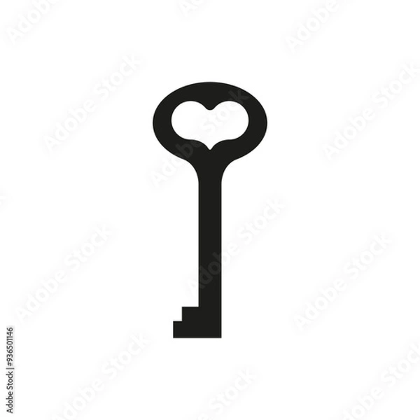 Fototapeta The key. The icon. A simple flat vector illustration on a white background