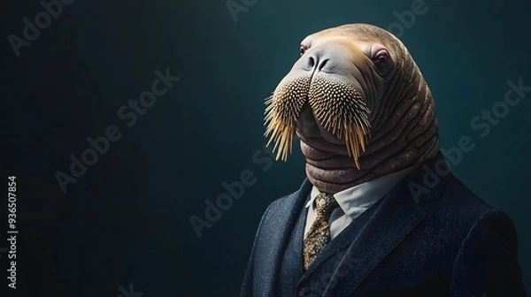 Obraz Confident Walrus Executive in Formal Business Attire Posing for Professional Portrait