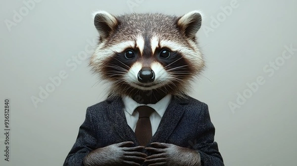 Obraz Stylish Raccoon in a Business Suit A Corporate Mascot s Portrait
