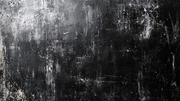 Fototapeta Grunge black scratched background, old film effect, distressed scary texture with space for design resource. Generative AI