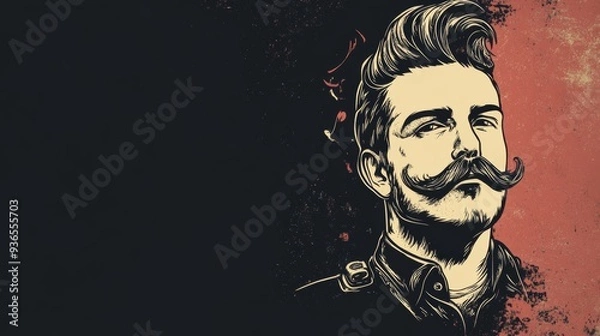 Fototapeta Brutal man with a beard and a moustache