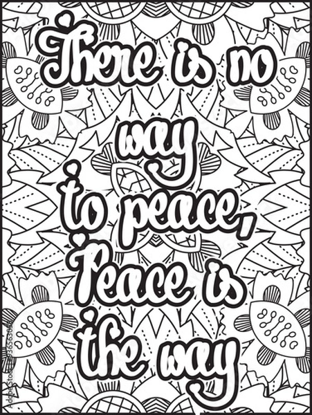 Fototapeta Positive affirmations for kids & students. Affirmation Quotes with flowers pattern. Hand drawn with black and white lines. Motivational quotes coloring page. Floral background coloring page