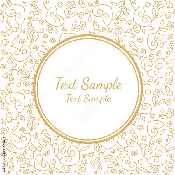 Fototapeta vector invitation card with hearts and flower background and empty space in the center