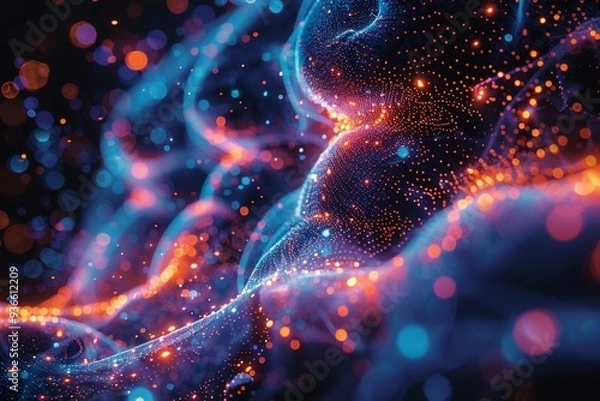 Obraz Detailed visualization of brain neural pathway light up they connect form new ideas symbolizing growth innovation visualizing role of creative thinking driving continuous growth technological progress