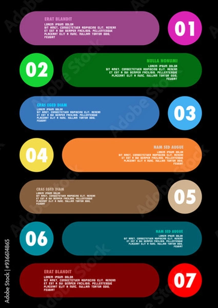 Fototapeta 7 steps corporate web background in minimalist style with numbers and text for information and steps
