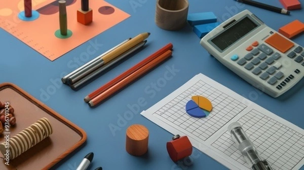 Obraz Office Supplies with Chart and Calculator