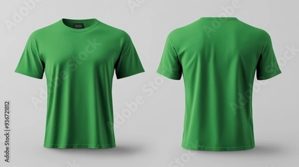 Obraz Green T-Shirt Front and Back View - Generative AI