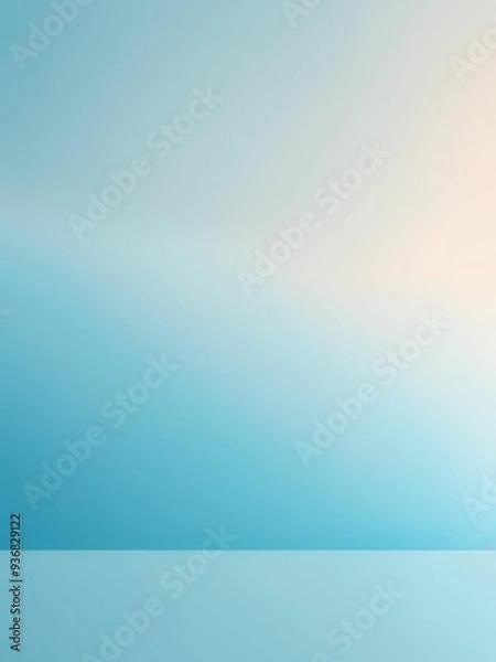 Fototapeta Gradient blue vertical background with shining light and separating line on the bottom, abstract grainy texture blurry background, pastel blue template, empty space, blue wallpaper 