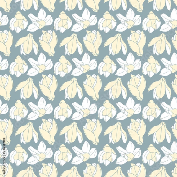 Fototapeta vector illustration of pastel magnolias pattern