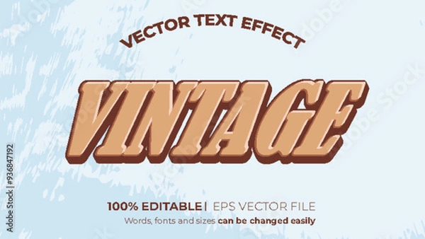 Obraz Editable text effect vintage 3d retro template style premium vector
