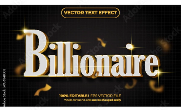 Fototapeta 3d Super White Gold sparkle billionaire text effect template editable text effect
