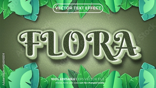 Obraz Editable text effect Flora 3d Cartoon template style premium vector