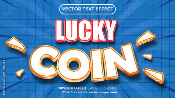 Obraz Vector lucky coin bold 3d editable text effect style