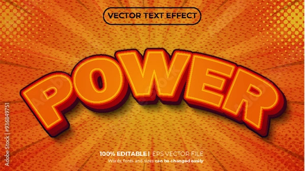 Obraz Power 3d style editable text effect use for logo and business brand