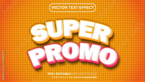 Obraz Super promo text effect style. Editable text effect vector illustration for promotion, sale event.