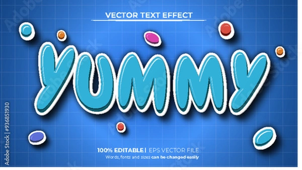 Obraz Editable text effect Yummy 3d Cartoon template style on colorful candy background