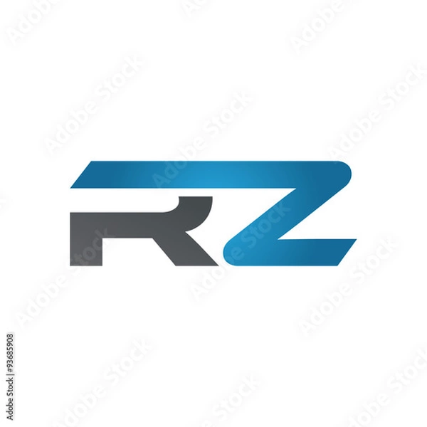 Fototapeta RZ company linked letter logo blue
