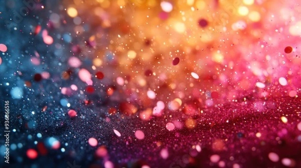 Fototapeta Sparkling Background with Blurred Lights and Confetti