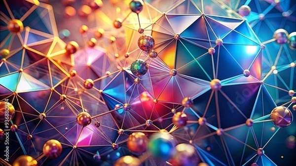 Fototapeta Abstract crystal structure background with vibrant colors and geometric shapes, crystal, structure, abstract, background