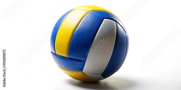 Fototapeta Volleyball ball on a white background, sports, game, equipment, object, round, sphere, rubber, team, competition, play