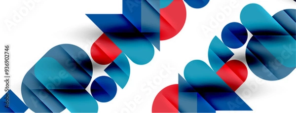 Fototapeta Round shapes, circles and lines minimal geometric background. Vector Illustration For Wallpaper, Banner, Background, Card, Book Illustration, landing page