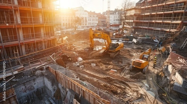 Fototapeta Strategies for integrating cultural and historical preservation into construction site building projects.