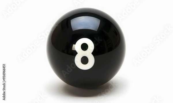 Obraz Closeup black eighth billiard ball white background. 