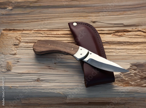 Fototapeta Охотничий нож и чехол