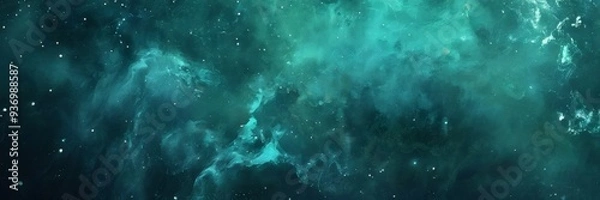 Obraz dark green nebula space background with stars