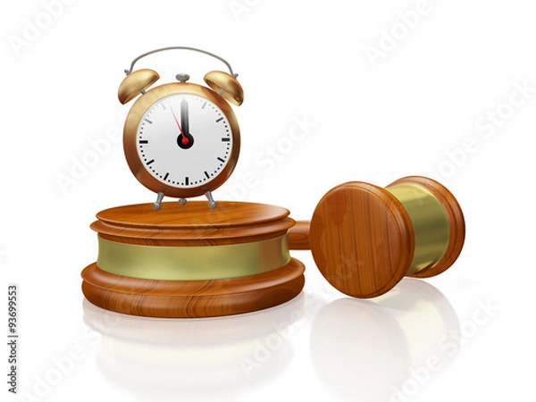 Fototapeta Judge Gavel Mallet and Antique Alarm Clock