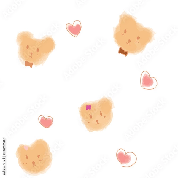 Obraz A cute brown bear with a bright heart.