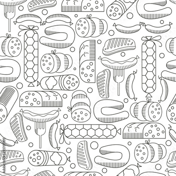 Fototapeta Sausages vector seamless pattern
