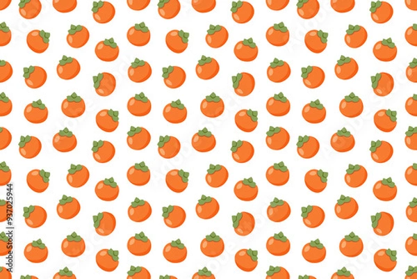 Fototapeta 柿のシームレスパターン、背景透過