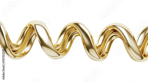 Fototapeta A shiny, twisted golden ribbon showcasing elegance and luxury.