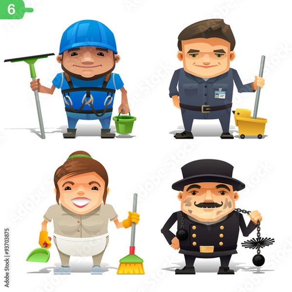 Fototapeta Housekeeping professions set