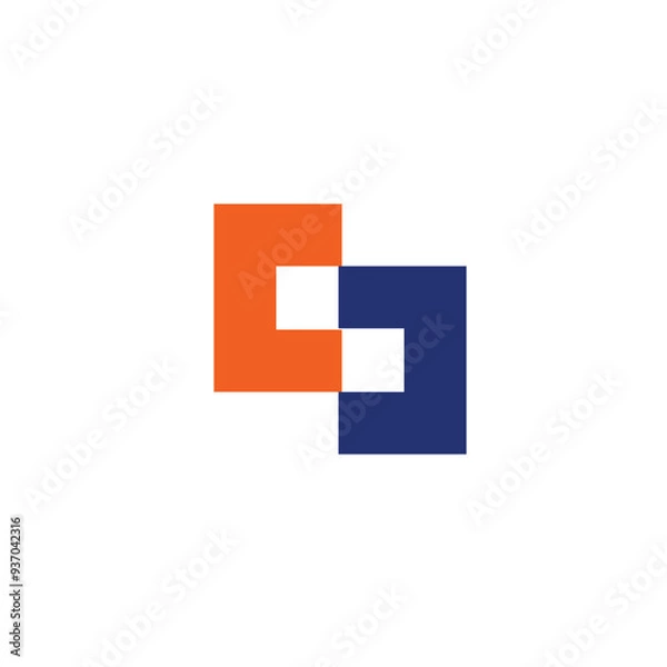 Fototapeta Logo square cut unique design with blank background