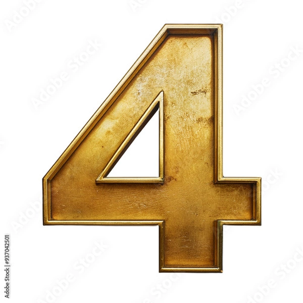 Obraz PNG 3D golden number four or 4