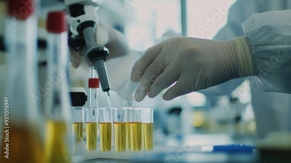 Fototapeta Lab Technician Performing a Precise Experiment