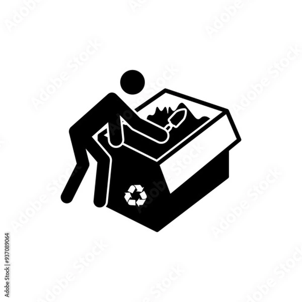 Fototapeta ISO prohibition safety signs_no digging through dumpster. symbol only