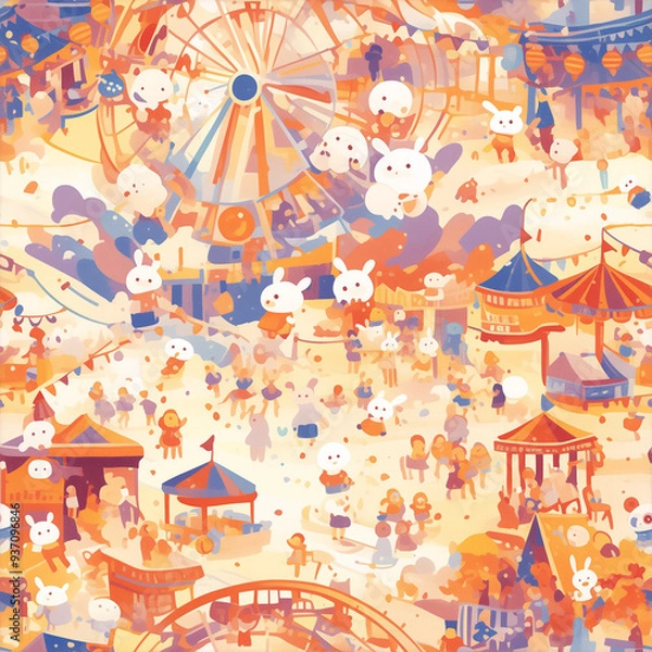 Obraz 秋の遊園地＆縁日ファンタジーパターン