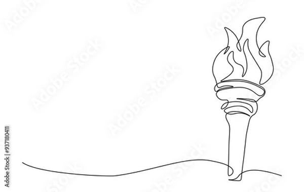 Obraz One continuous line drawing boxing player - men. A male athlete boxer single line illustration.