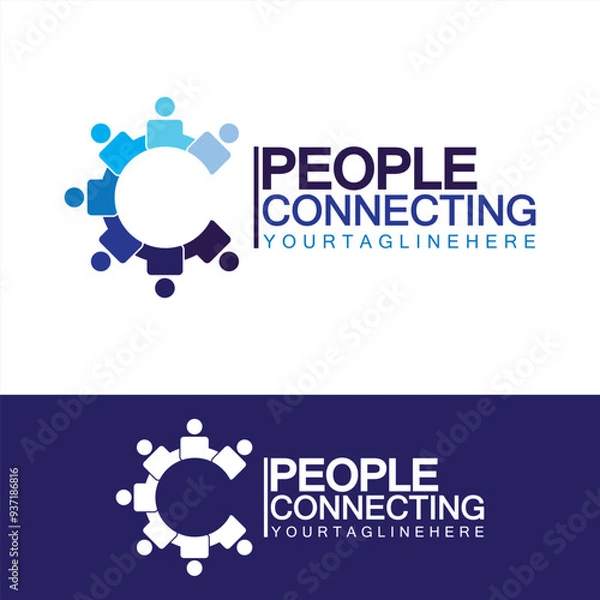 Obraz Abstract Initial Letter C Connecting People Logo Vector  Design Template