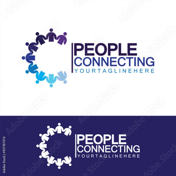 Obraz Abstract Initial Letter C Connecting People Logo Vector  Design Template