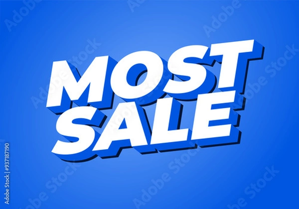 Fototapeta Most sale. Text effect in 3D style with good colors