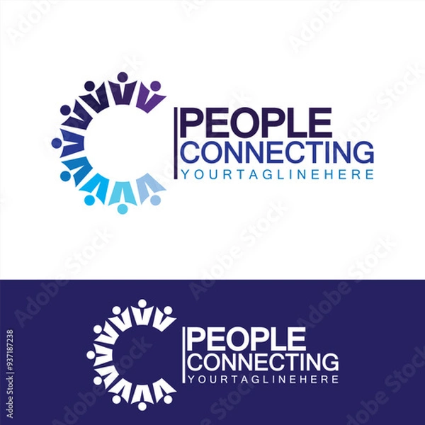 Obraz Abstract Initial Letter C Connecting People Logo Vector  Design Template