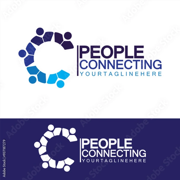 Obraz Abstract Initial Letter C Connecting People Logo Vector  Design Template